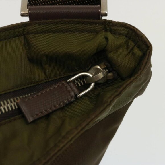 PRADA Shoulder Bag Enamel Khaki Brown Auth - Picture 12 of 16